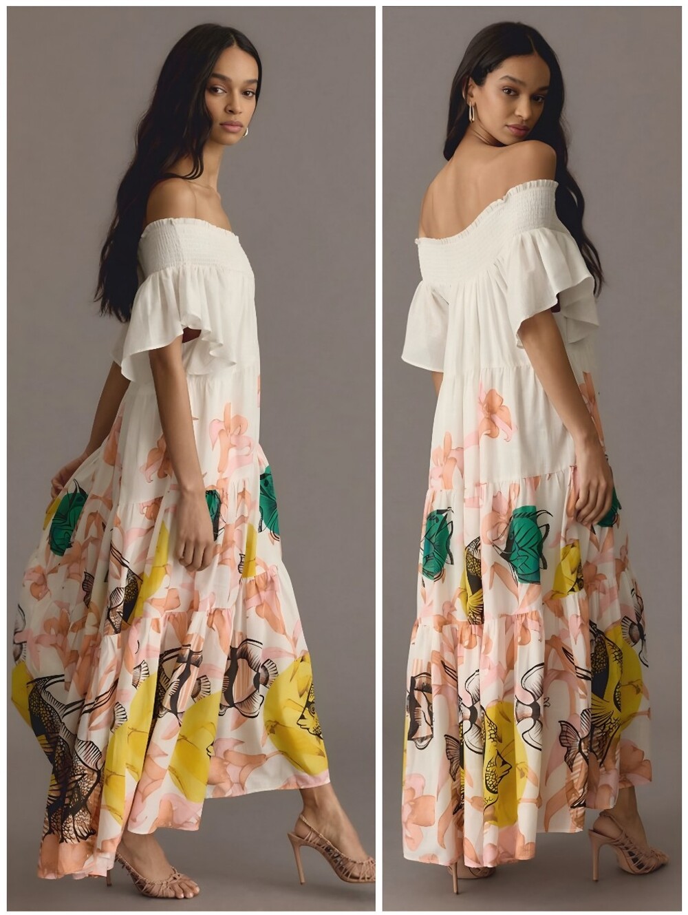 Anthro Maeve Pia Binazzi Tropical Fish Oversized Maxi Dress, S